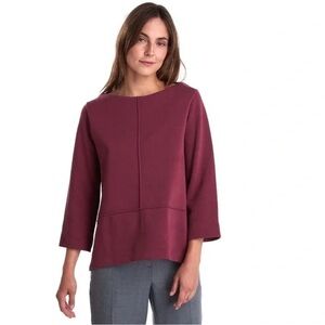 Barbour Tartan Collection Murray Overlayer Burgundy 3/4 Sleeve Sweater Size 8